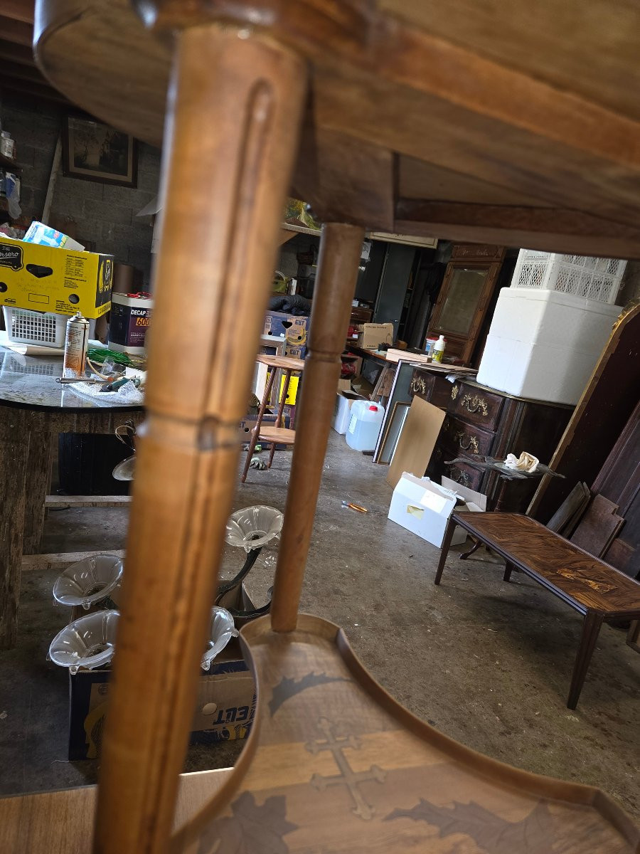 Gueridon parlant en marqueterie de Émile Gallé de la fin du 19eme -photo-3