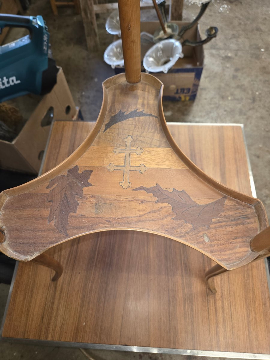 Gueridon parlant en marqueterie de Émile Gallé de la fin du 19eme -photo-8