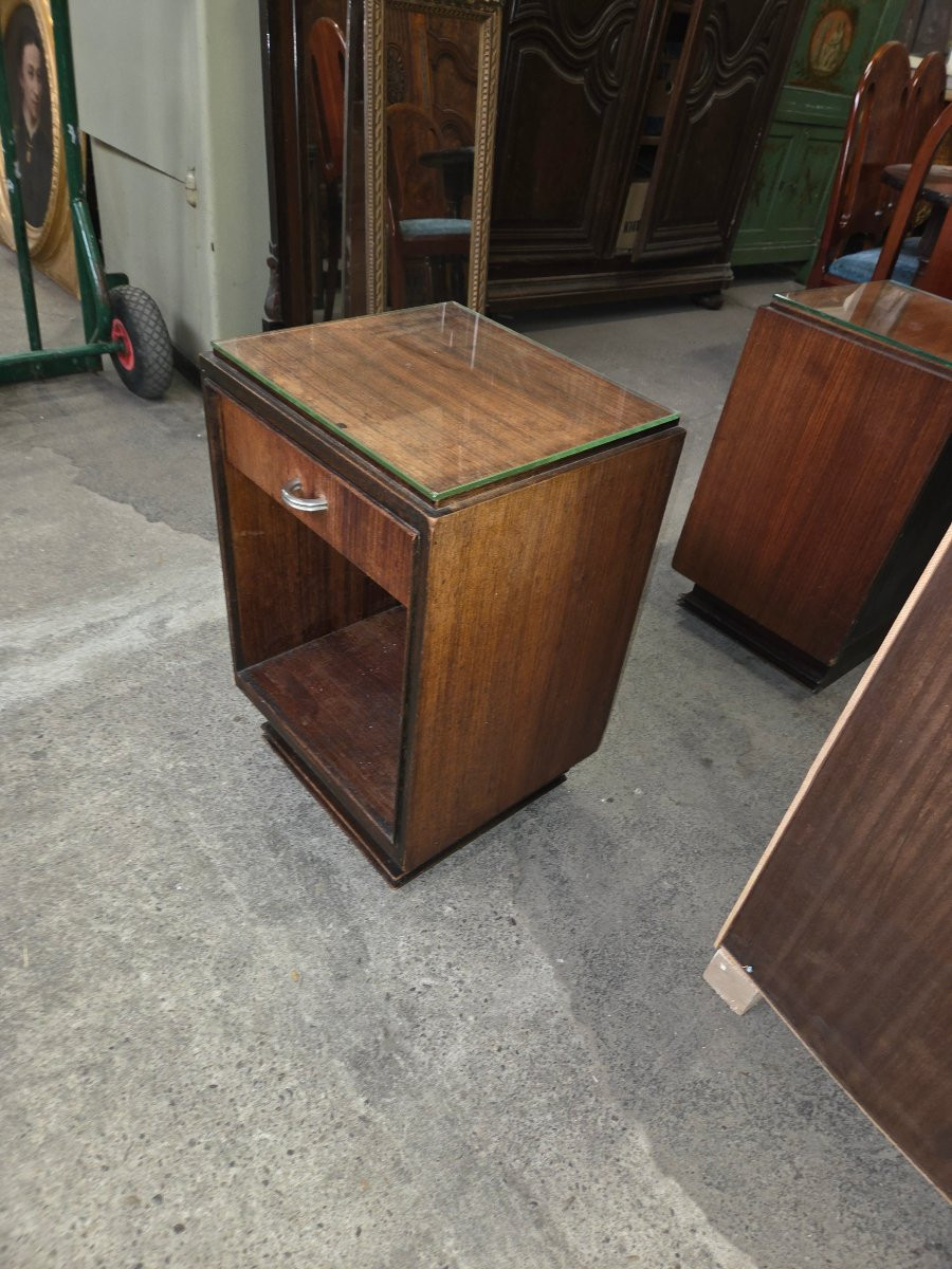 Pair Of Majorelle Bedside Tables, Nancy, From The 1930s/40s-photo-2