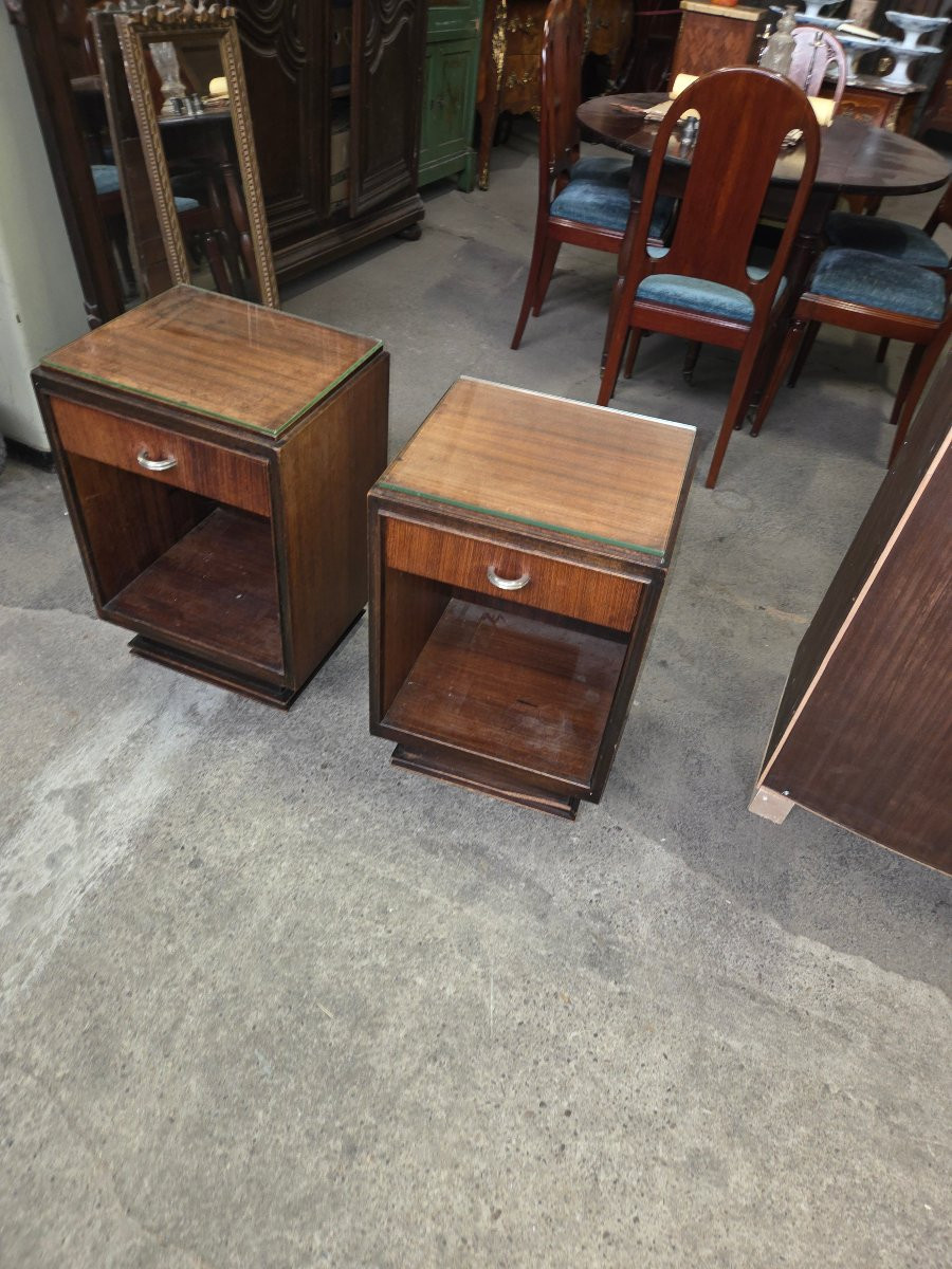 Pair Of Majorelle Bedside Tables, Nancy, From The 1930s/40s-photo-4