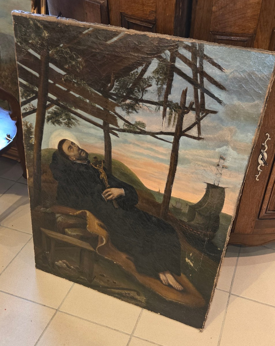 Painting Depicting The Death Of Saint Francis Xavier, Late 17th Century 