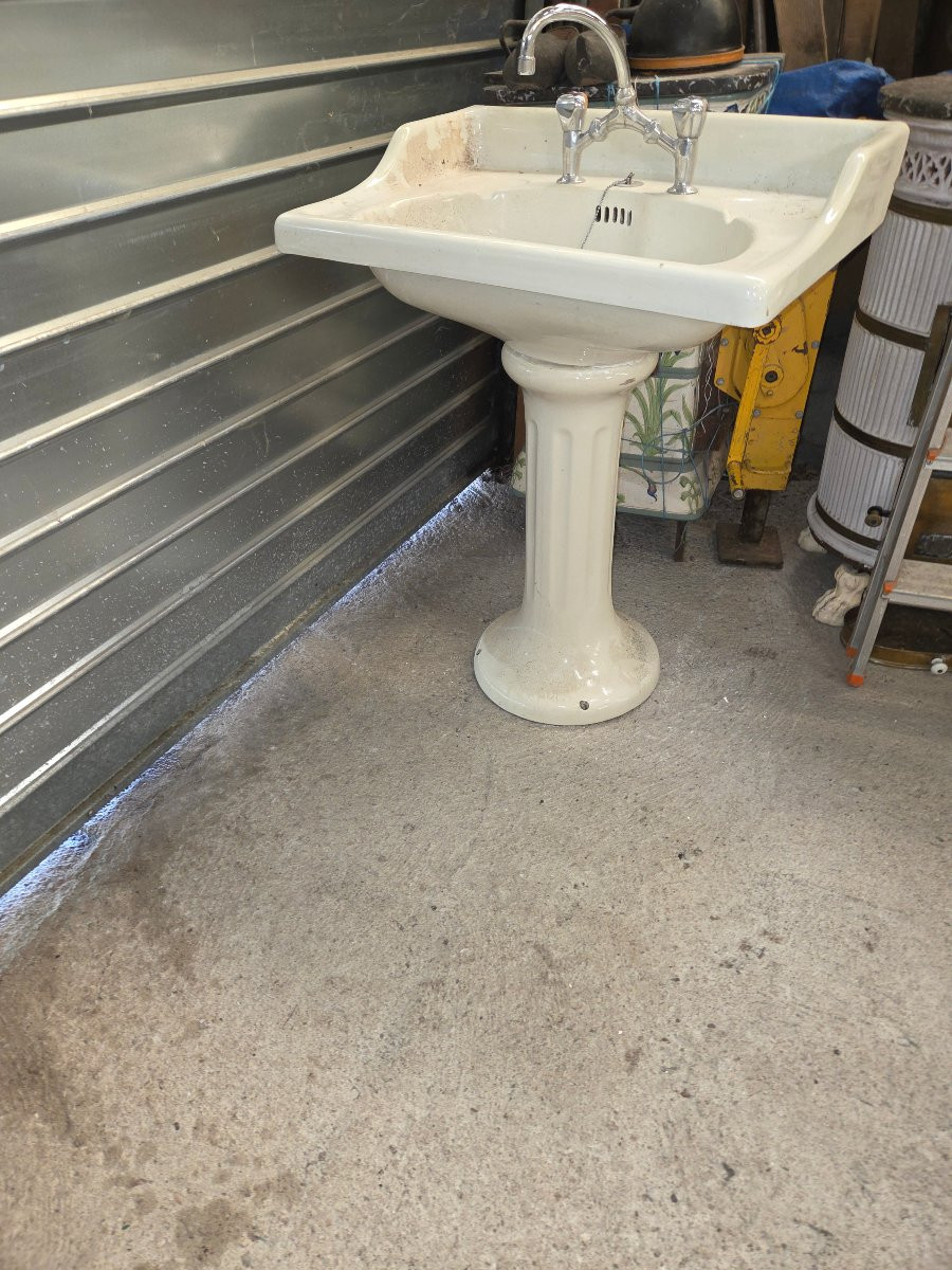 Twiford Art Deco Period Earthenware Washbasin-photo-3