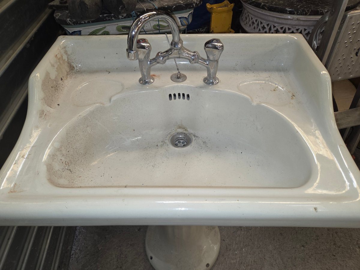 Twiford Art Deco Period Earthenware Washbasin-photo-4