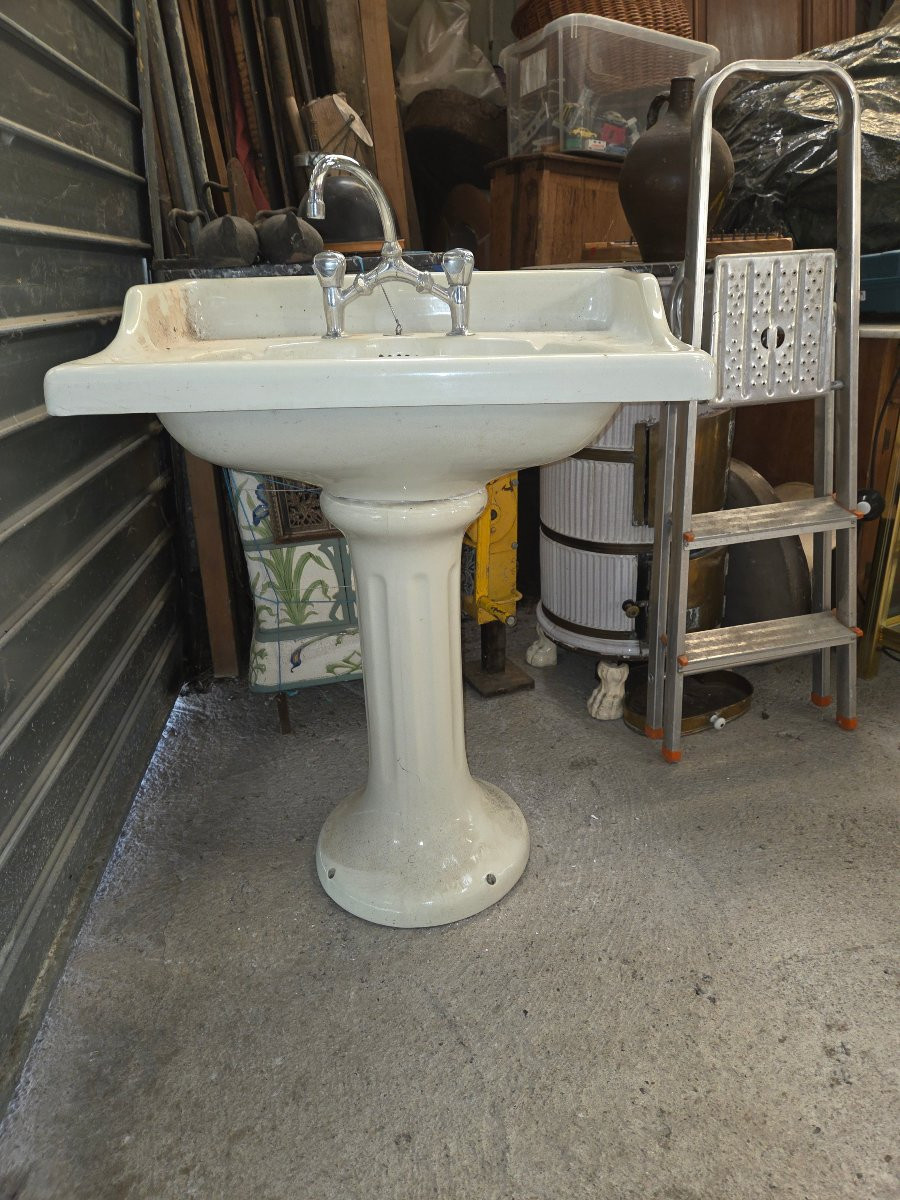 Twiford Art Deco Period Earthenware Washbasin-photo-5