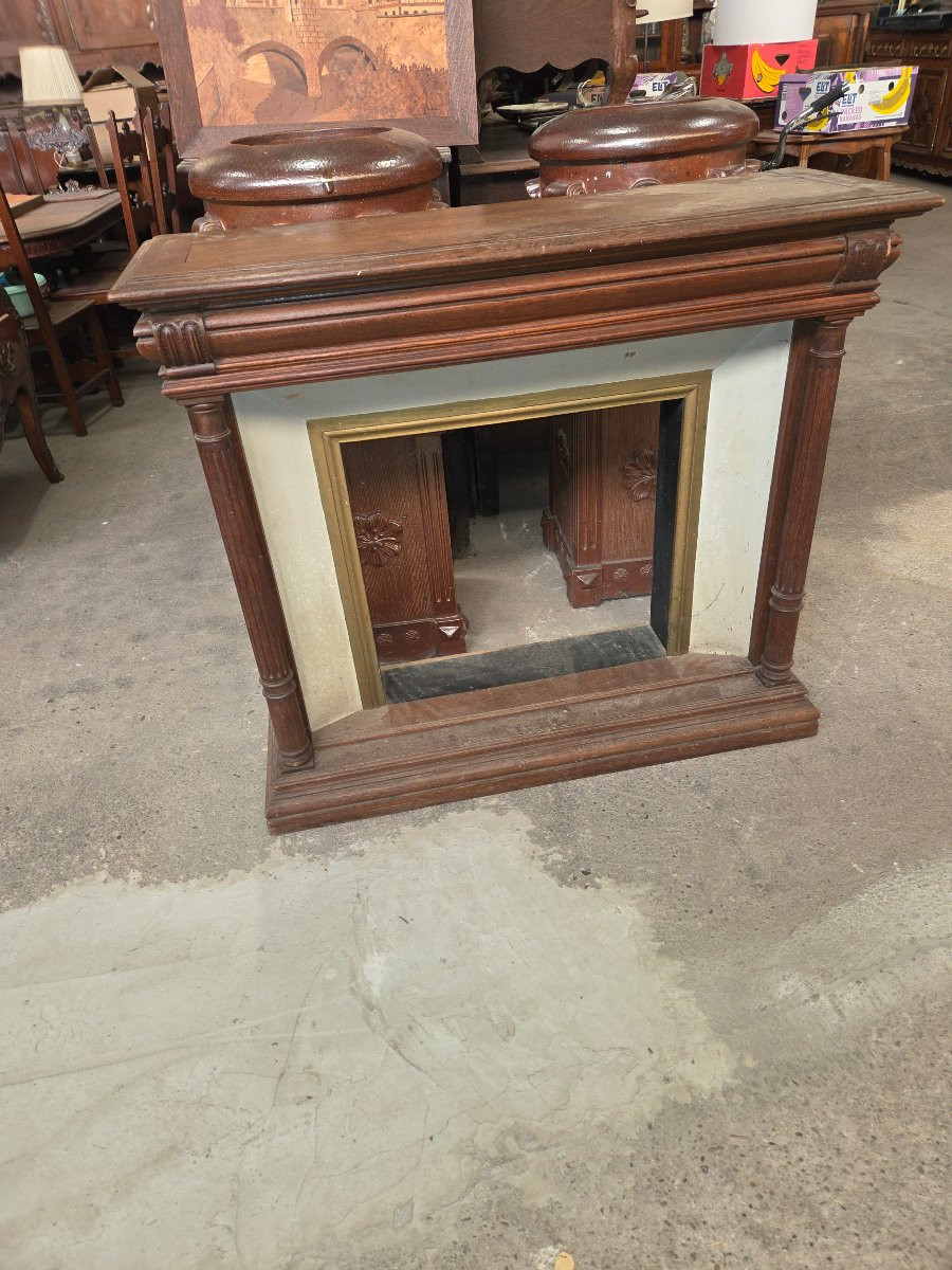Early 20th Century Oak Fireplace Front -photo-3