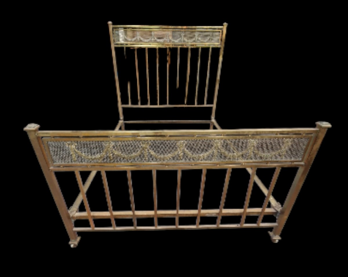 Late 19th Century Brass Bed In The Louis XVI Style 