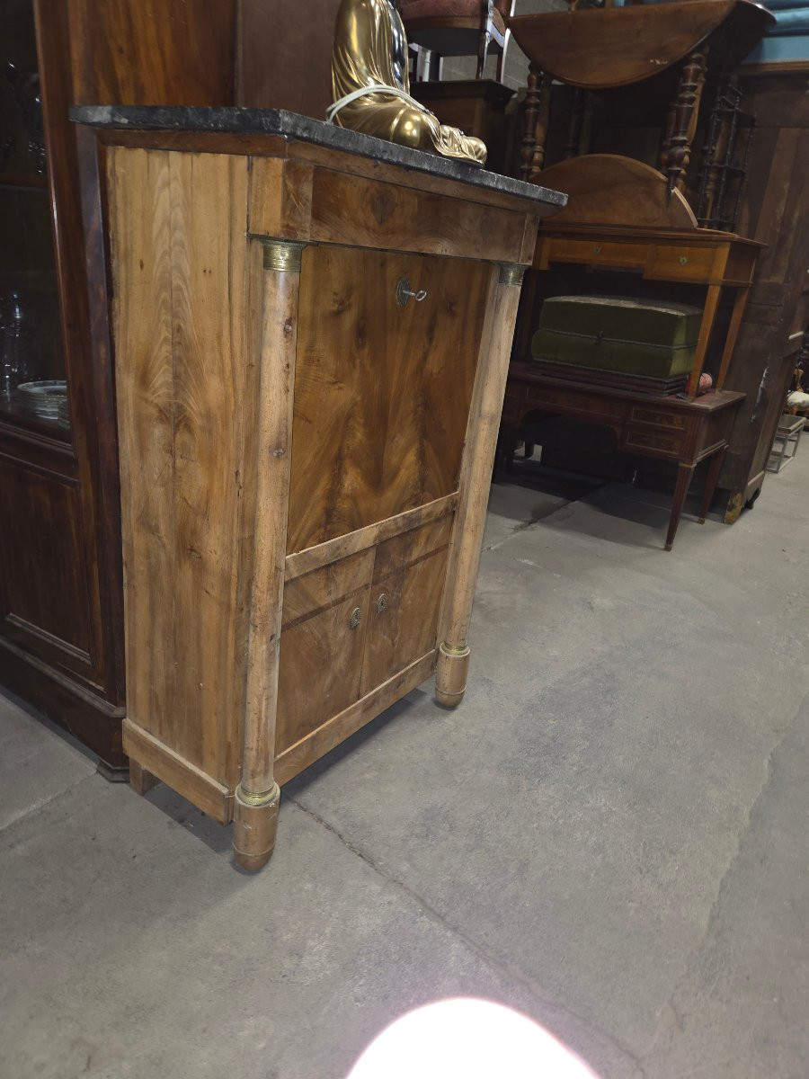 Secretaire empire en noyer a colonnes détachées -photo-2