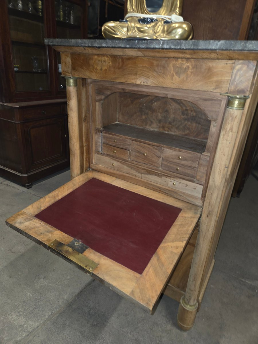 Secretaire empire en noyer a colonnes détachées -photo-3