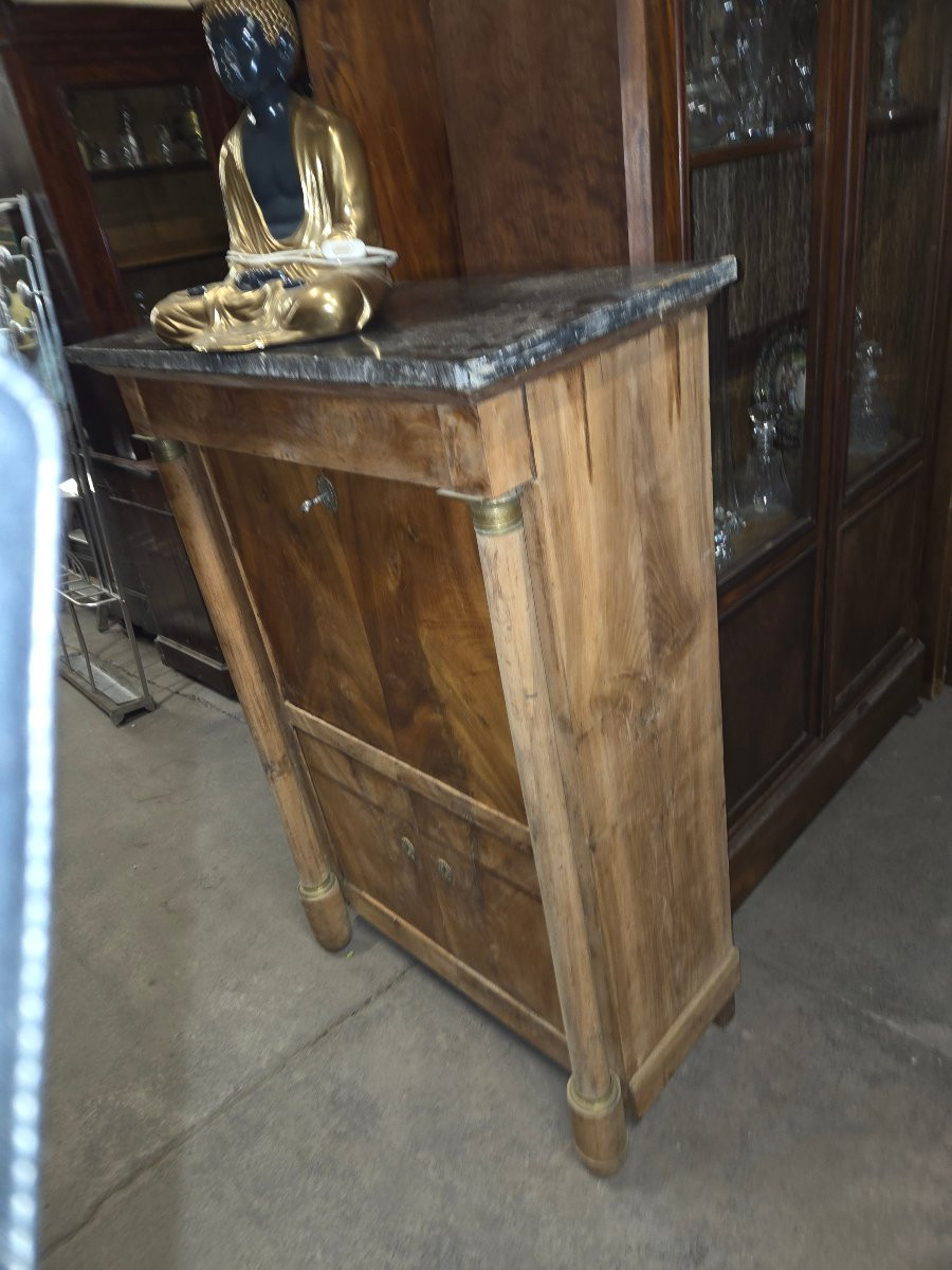 Secretaire empire en noyer a colonnes détachées -photo-4