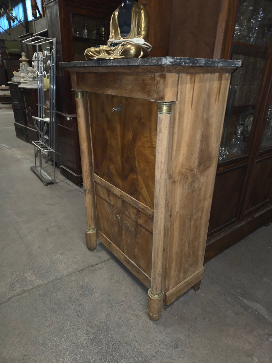 Secretaire empire en noyer a colonnes détachées -photo-5