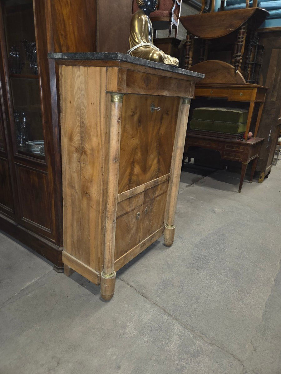 Secretaire empire en noyer a colonnes détachées -photo-6