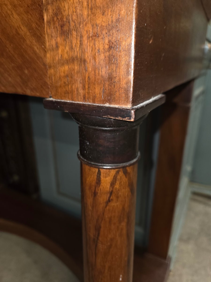 Console empire  a colonnes détachées en acajou Dessus marbre gris saint anne -photo-2