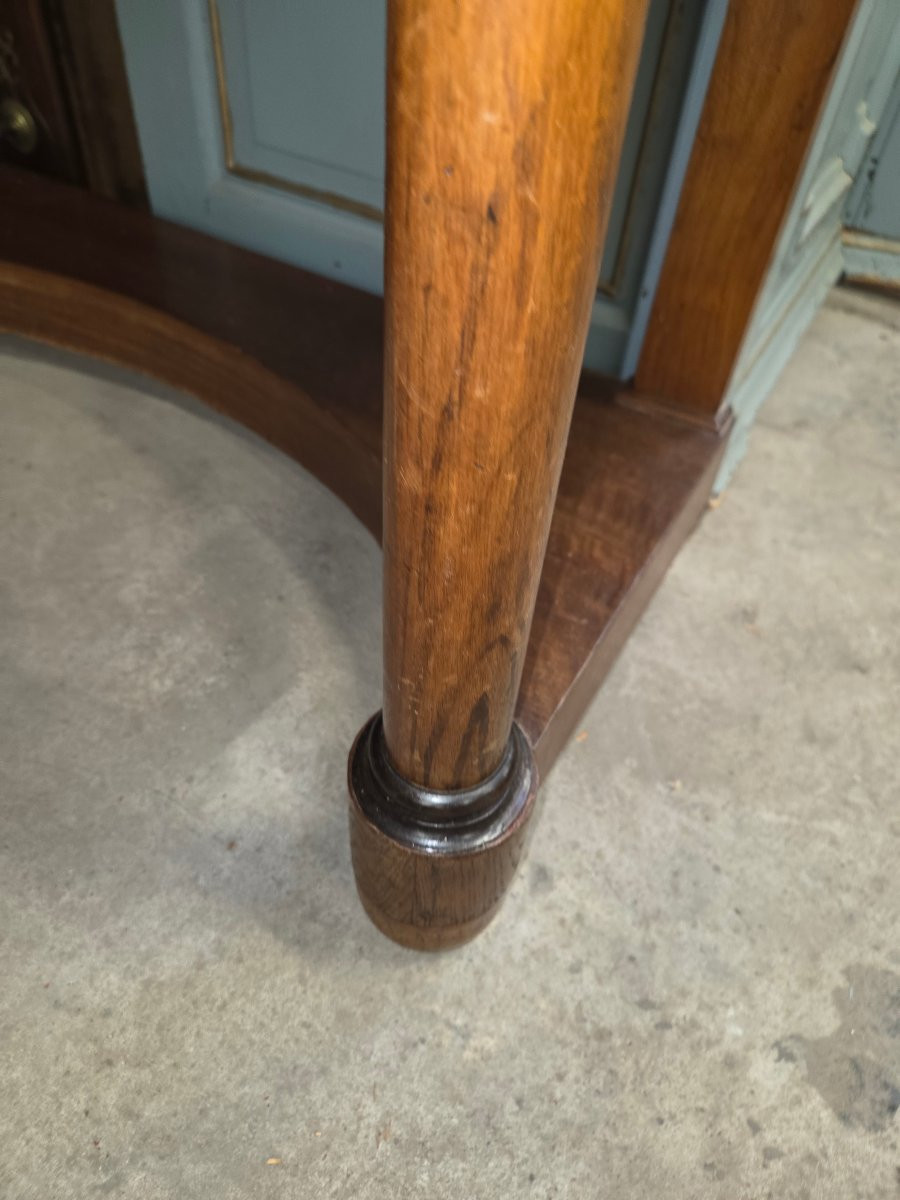 Console empire  a colonnes détachées en acajou Dessus marbre gris saint anne -photo-3