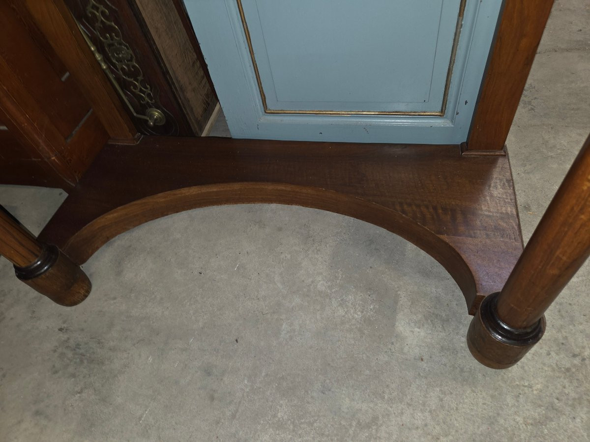 Console empire  a colonnes détachées en acajou Dessus marbre gris saint anne -photo-4