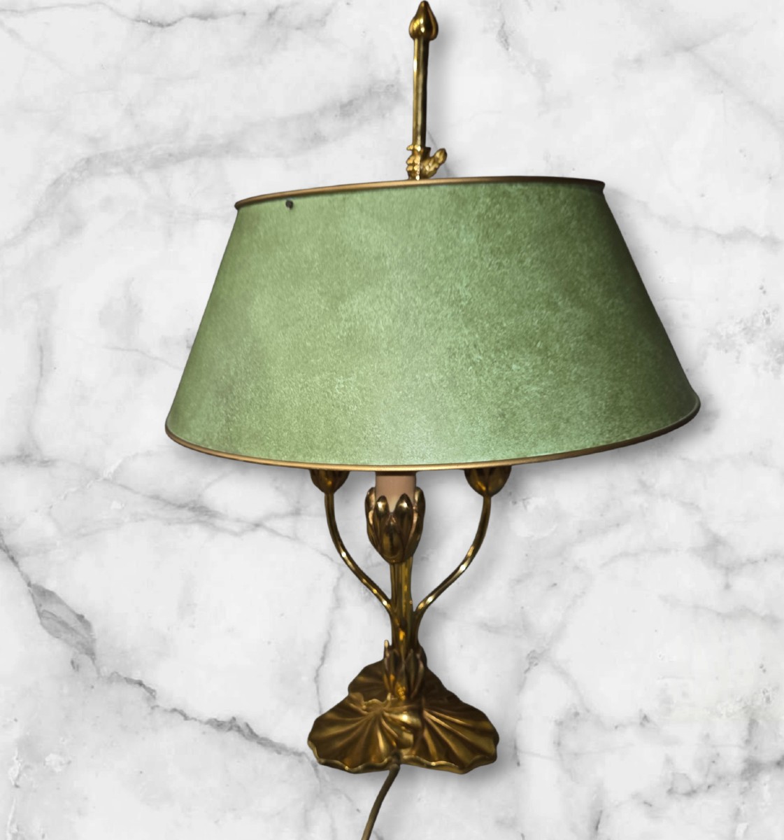 Lampe à trois lumières et abat-jour Lucien Gau 31313 Nymphéa Classique