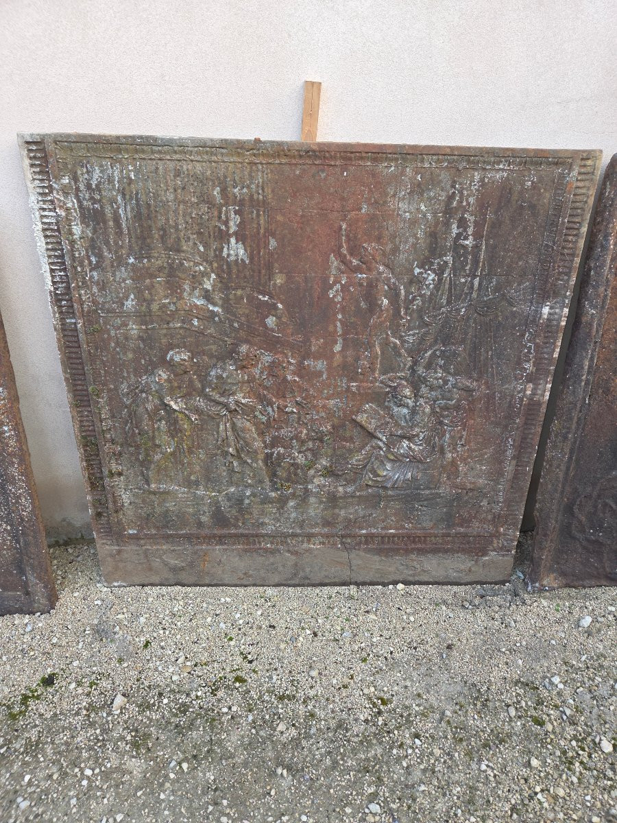 Large 19th-century Fireplace Plaque Decorated With A Boat -photo-4