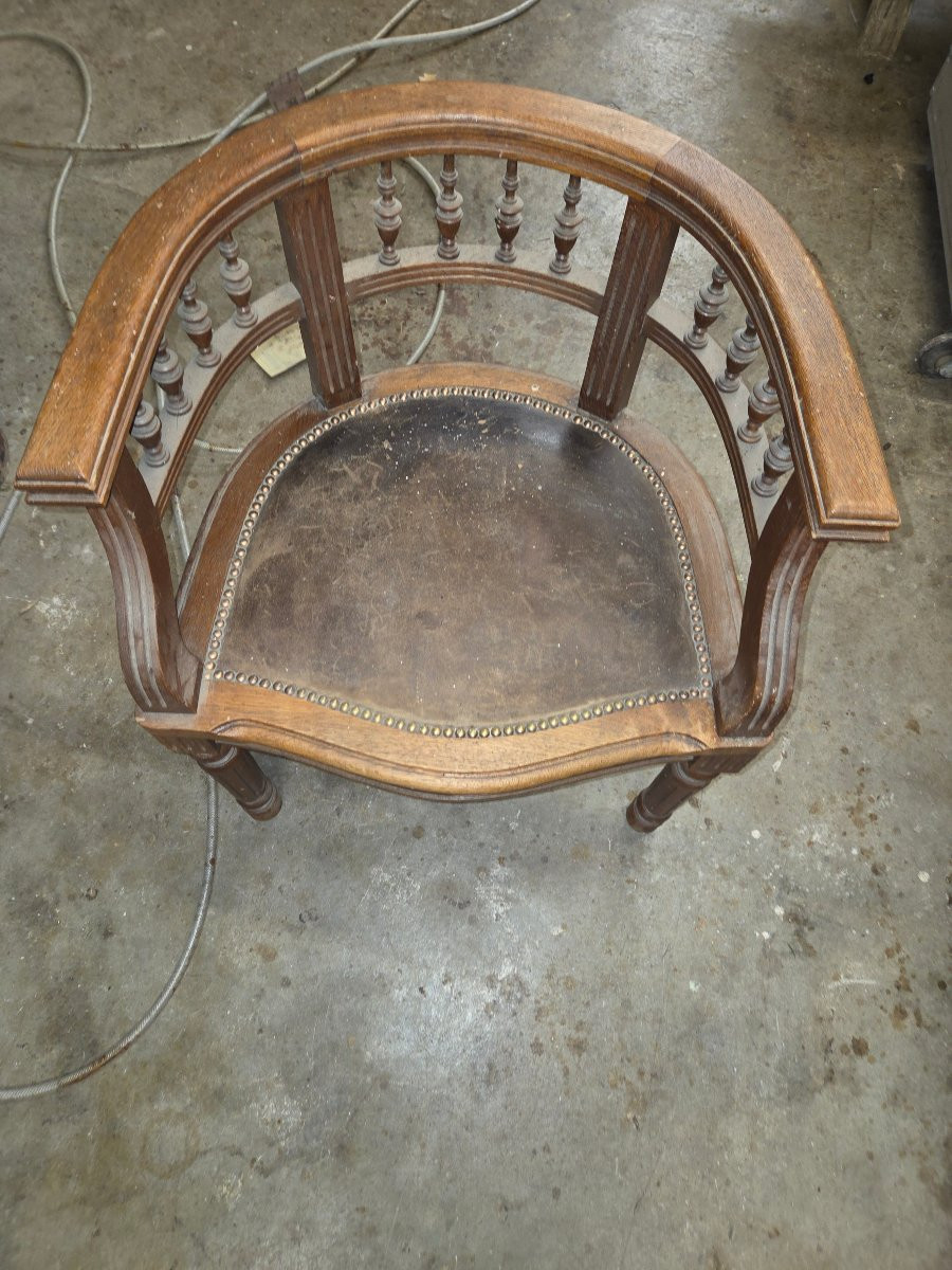 Fauteuil de bureau en chêne debut 1900-photo-2