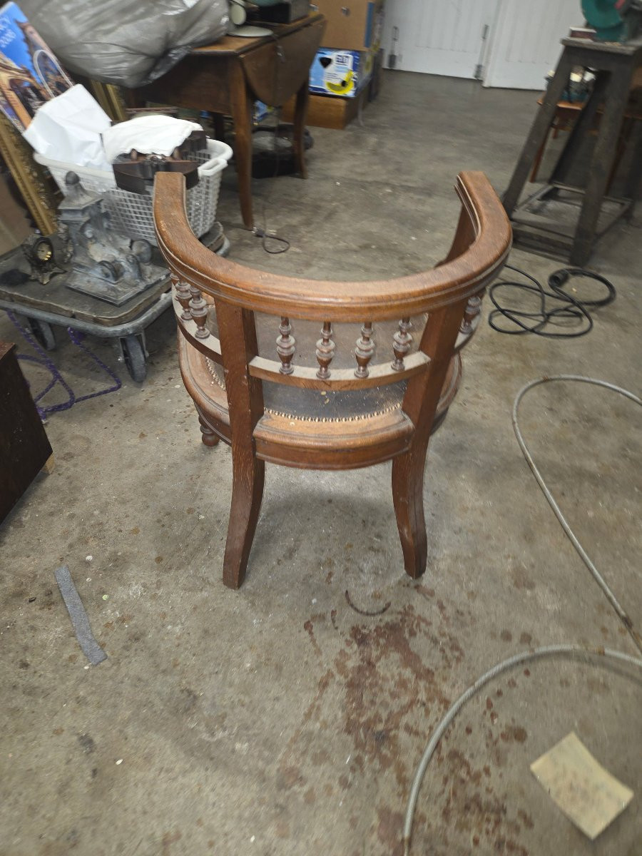 Fauteuil de bureau en chêne debut 1900-photo-3