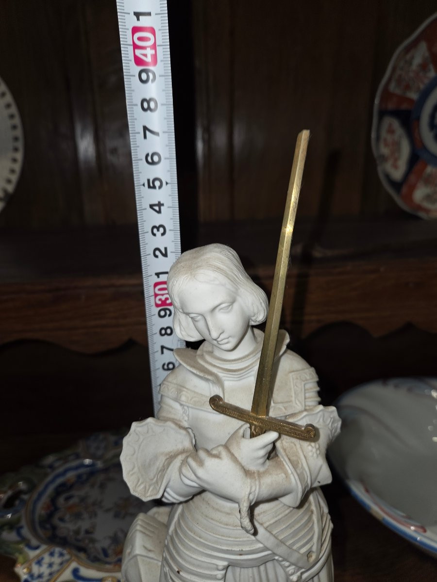 Statue de Jeanne d'arc en biscuit fin 19eme -photo-4