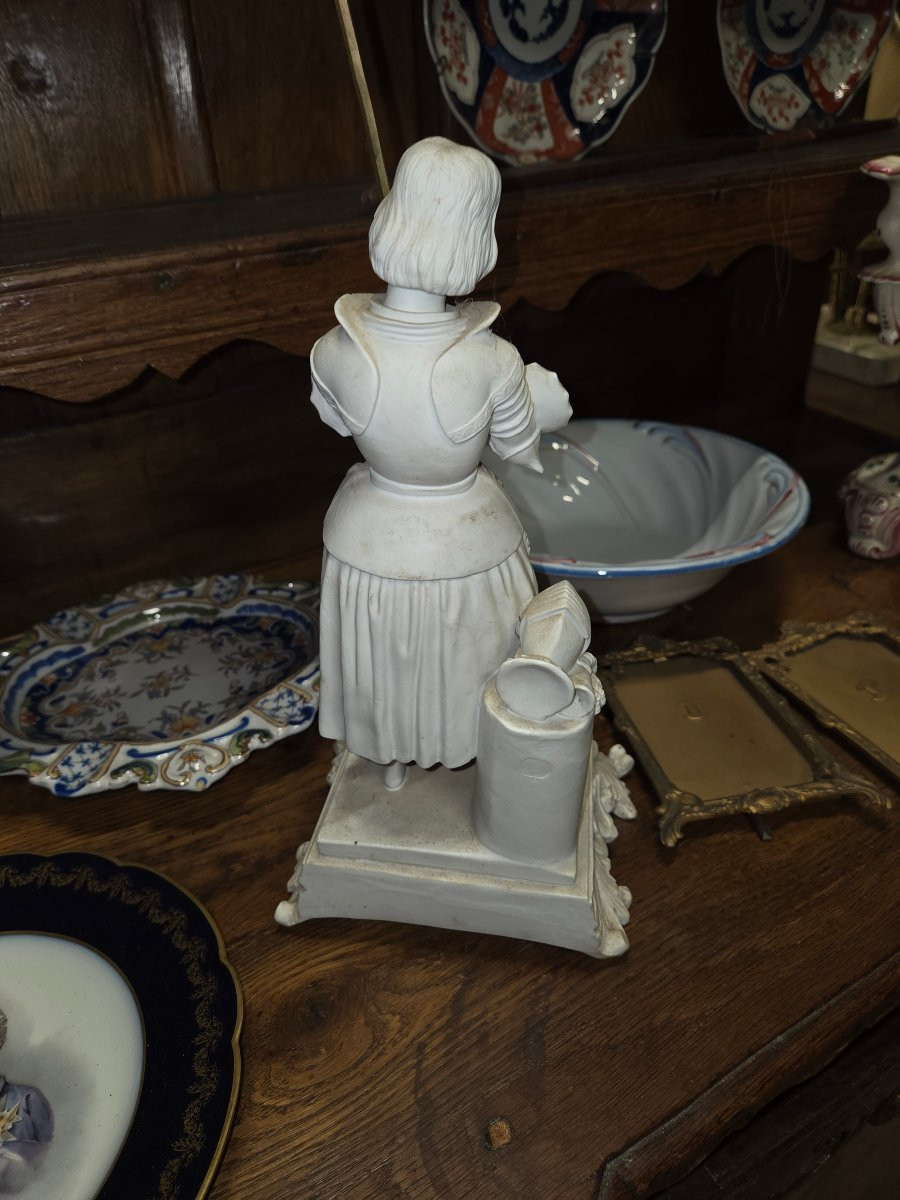 Statue de Jeanne d'arc en biscuit fin 19eme -photo-6