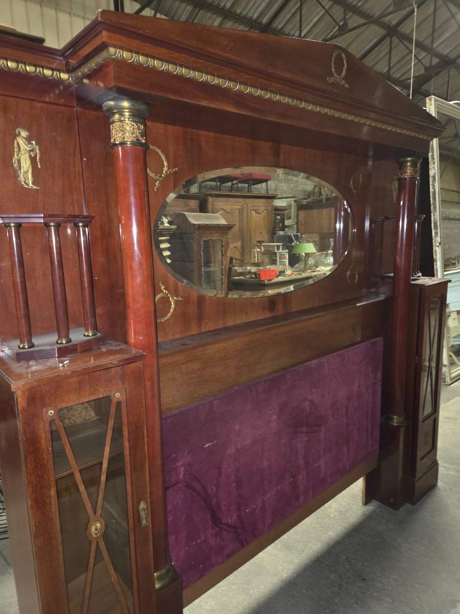 Important Empire Style Mahogany Headboard (circa 1910/1930)-photo-6