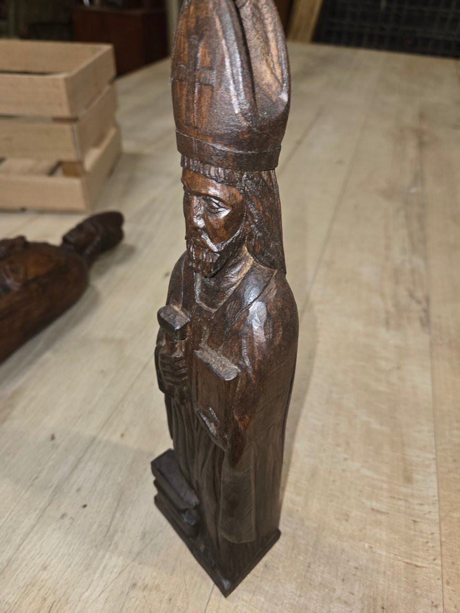 Statue de Saint Éloï  en  bois de la 1ere partie du 20eme siècle -photo-4