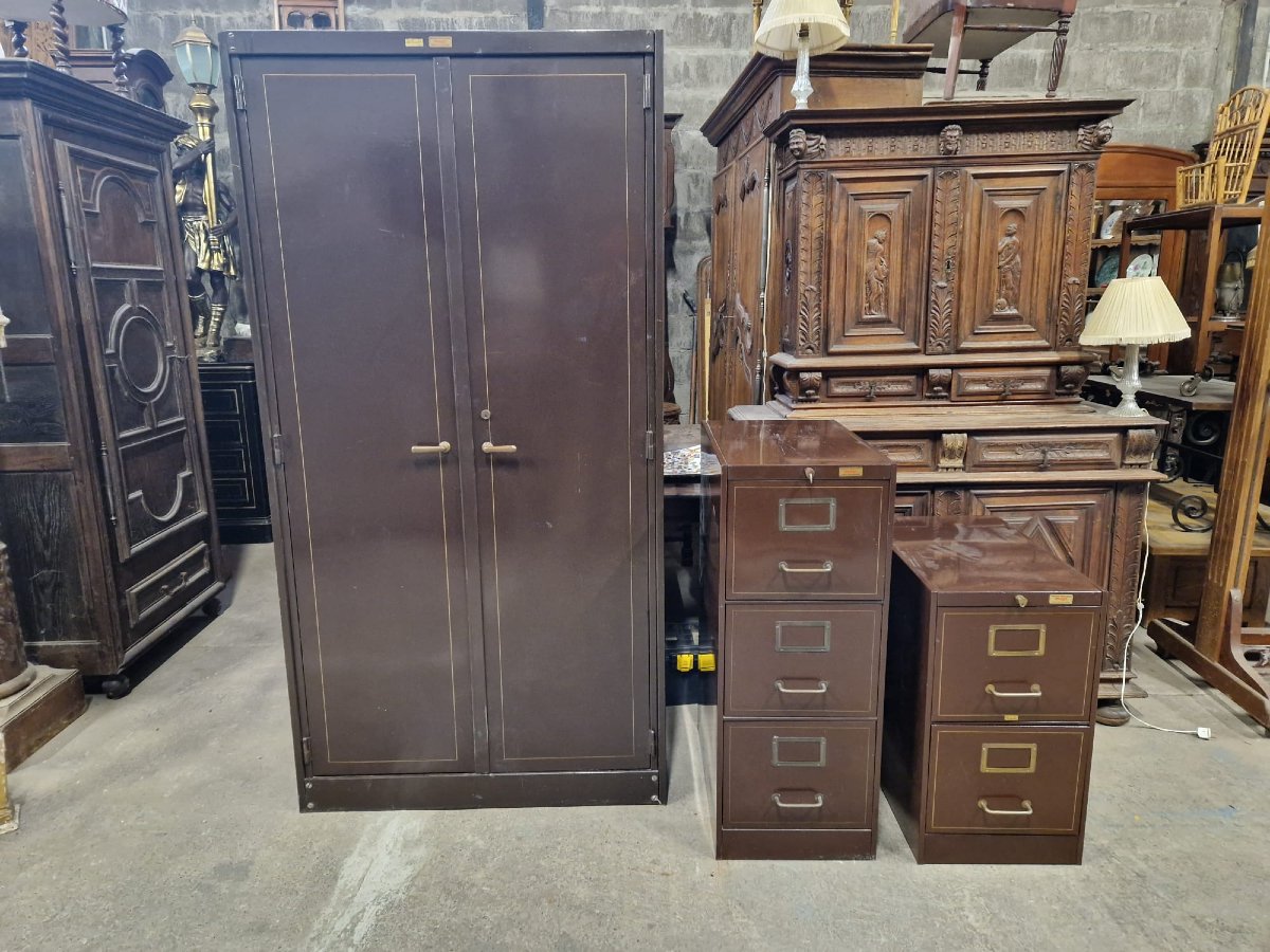Rare Roneo Metal Cabinet With Original Color And Trim -photo-5
