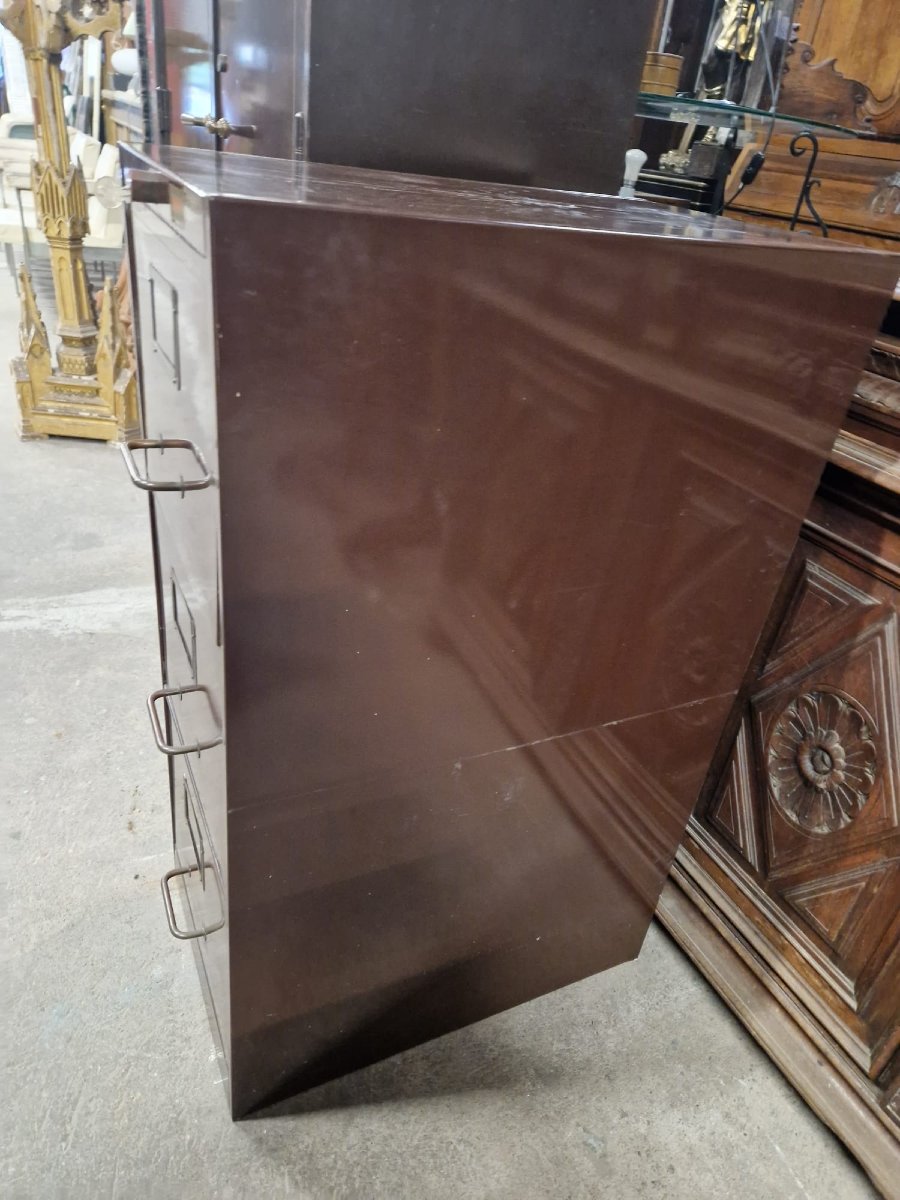 2 Roneo Drawer Units In Burgundy With Gold Trim -photo-5