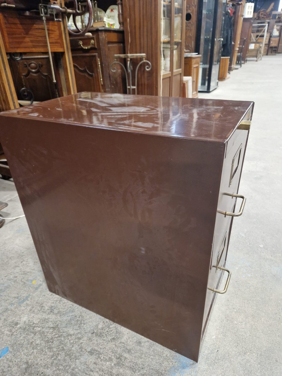 2 Roneo Drawer Units In Burgundy With Gold Trim -photo-6