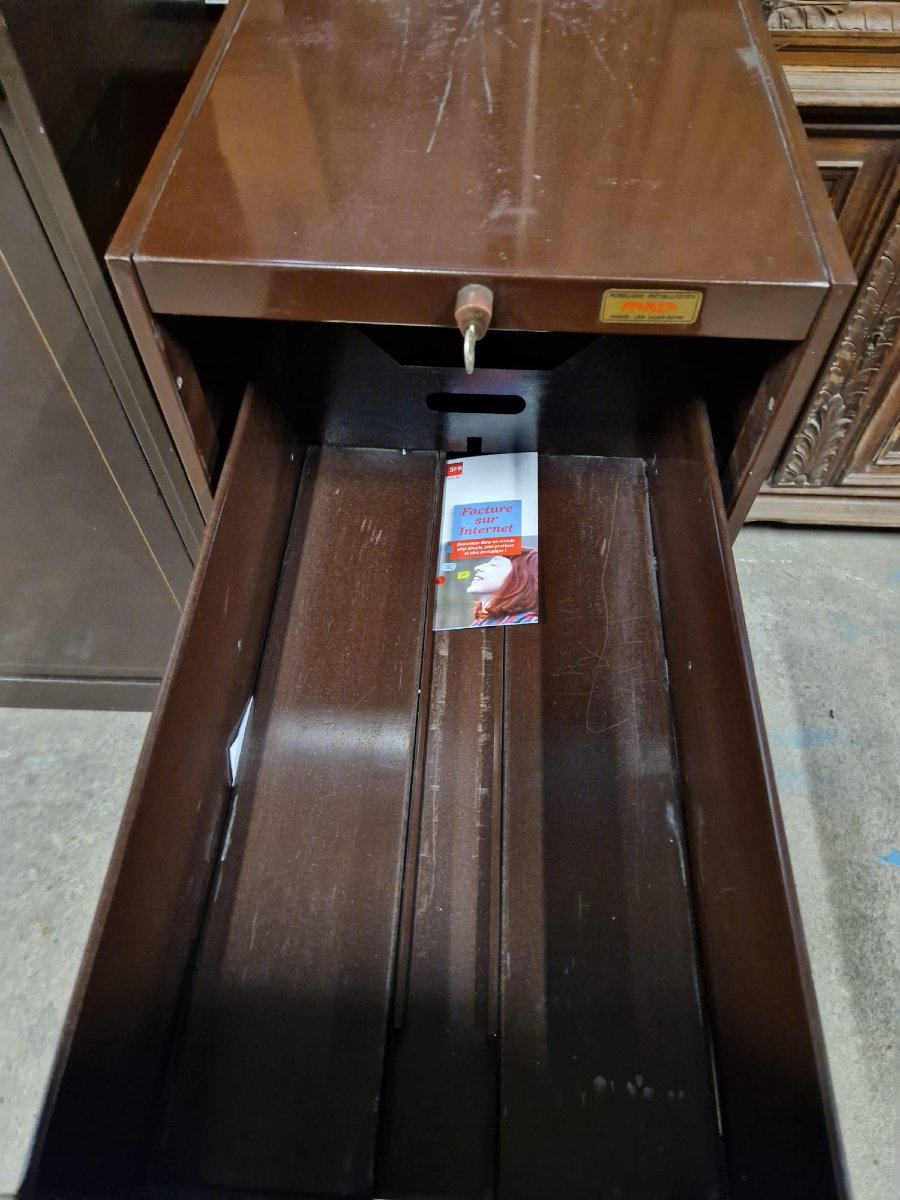 2 Roneo Drawer Units In Burgundy With Gold Trim -photo-8