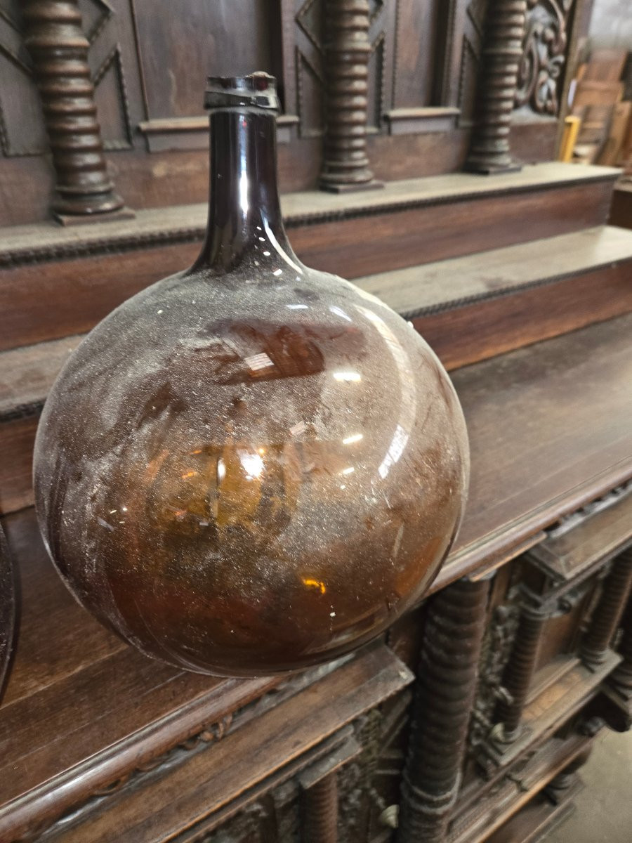 2 dame Jeanne ambrée du 19eme servant a mettre du Kirsch -photo-2