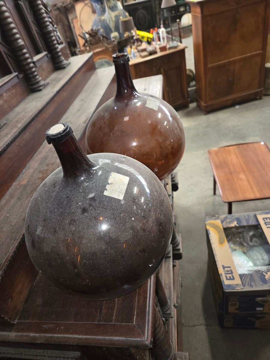 2 dame Jeanne ambrée du 19eme servant a mettre du Kirsch -photo-3