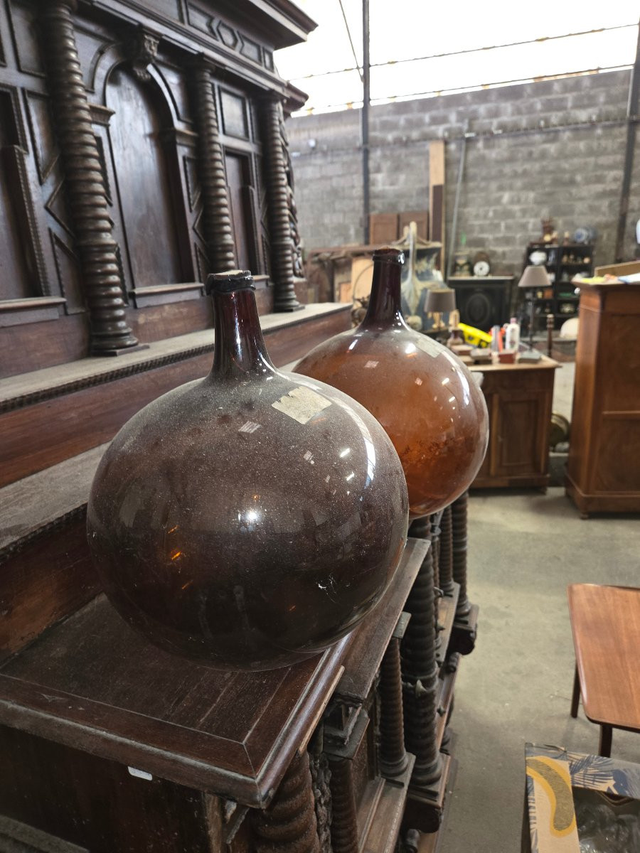 2 dame Jeanne ambrée du 19eme servant a mettre du Kirsch -photo-4