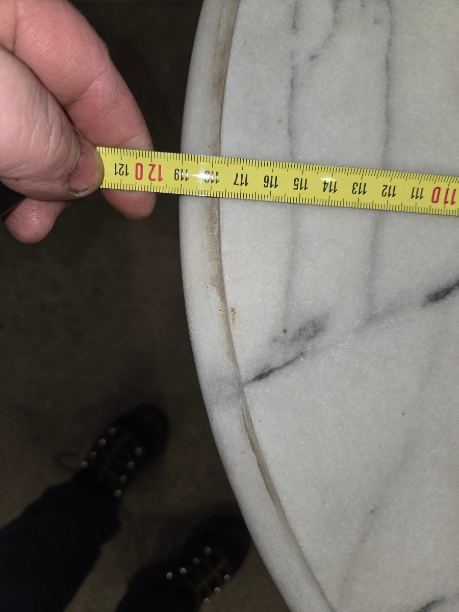 1950s Bistro Table With Oval Marble Top And Cast Iron Base-photo-5