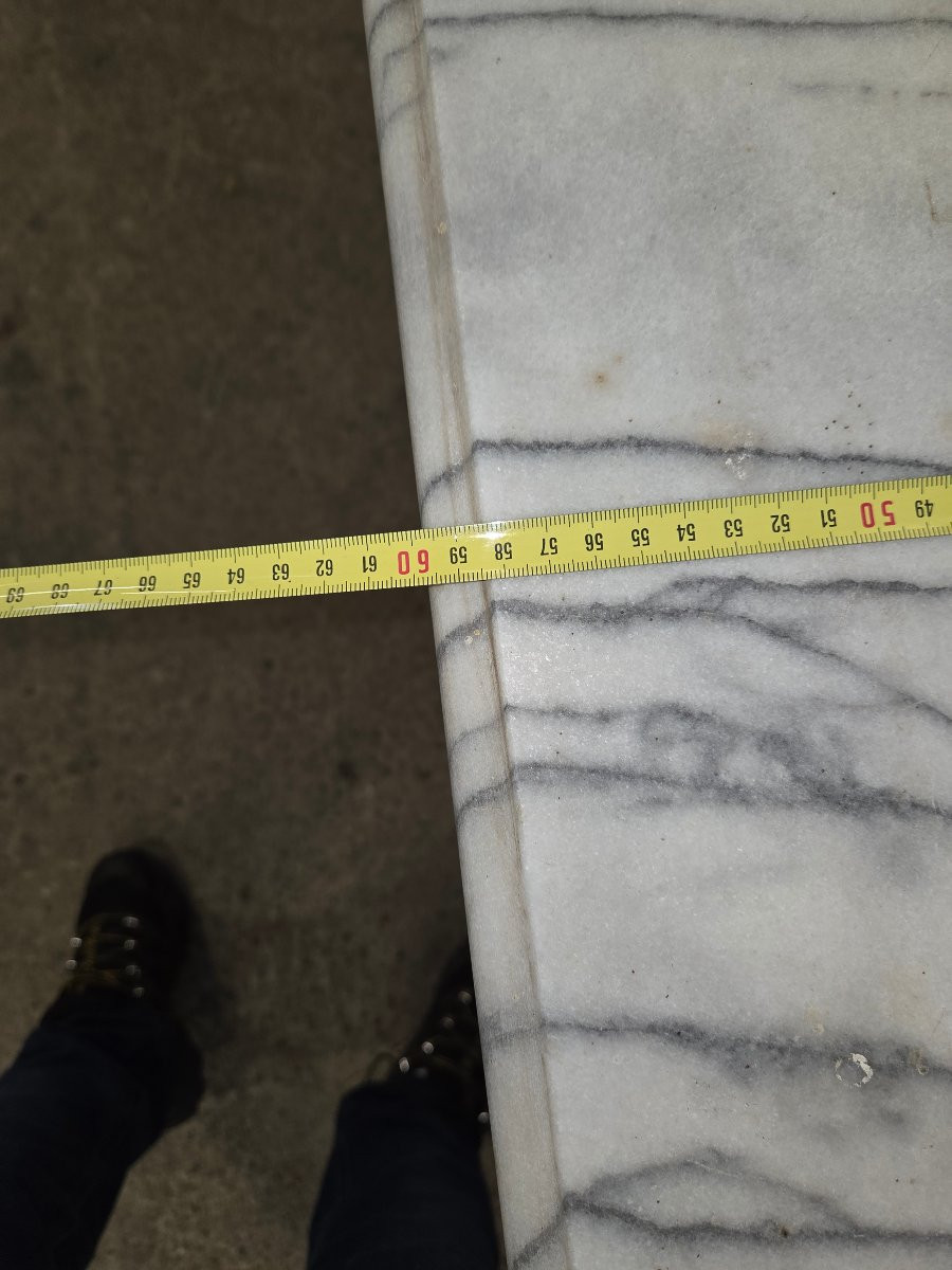 1950s Bistro Table With Oval Marble Top And Cast Iron Base-photo-7