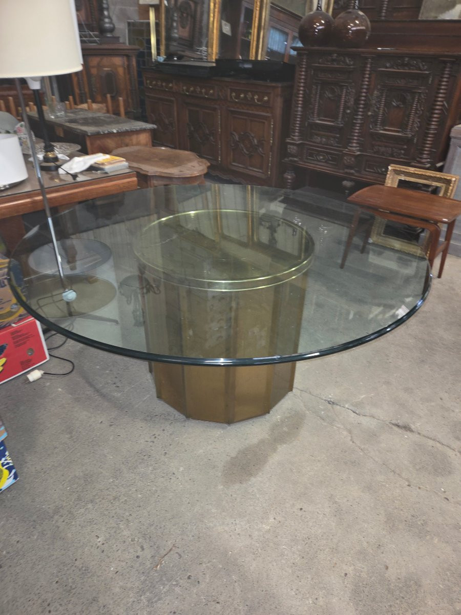  Brass Dining Table By Bernard Rohne For Mastercraft-photo-2