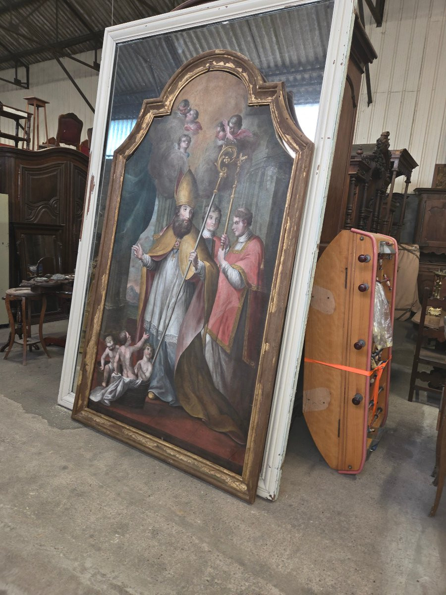 Very Large Painting Of Saint Nicholas From The 18th Century-photo-1