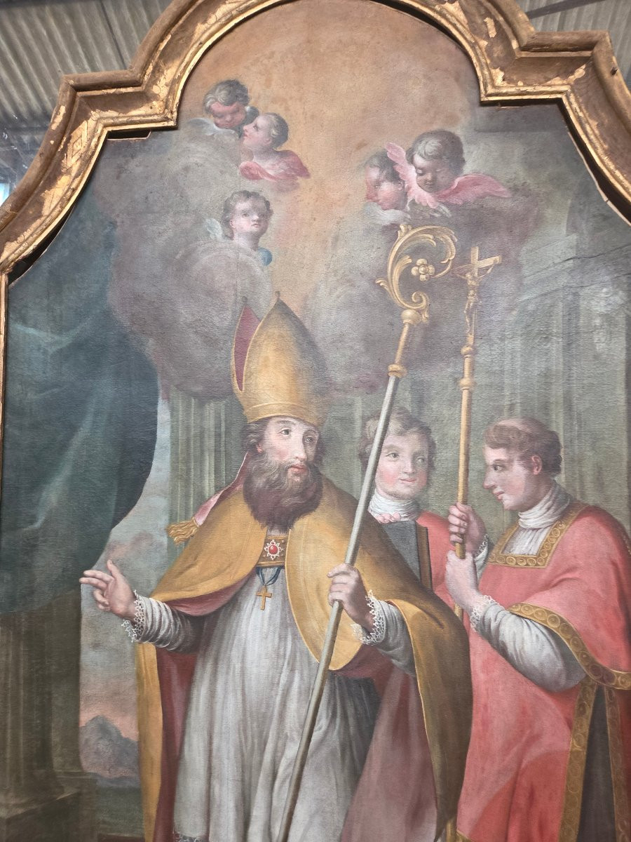 Very Large Painting Of Saint Nicholas From The 18th Century-photo-2