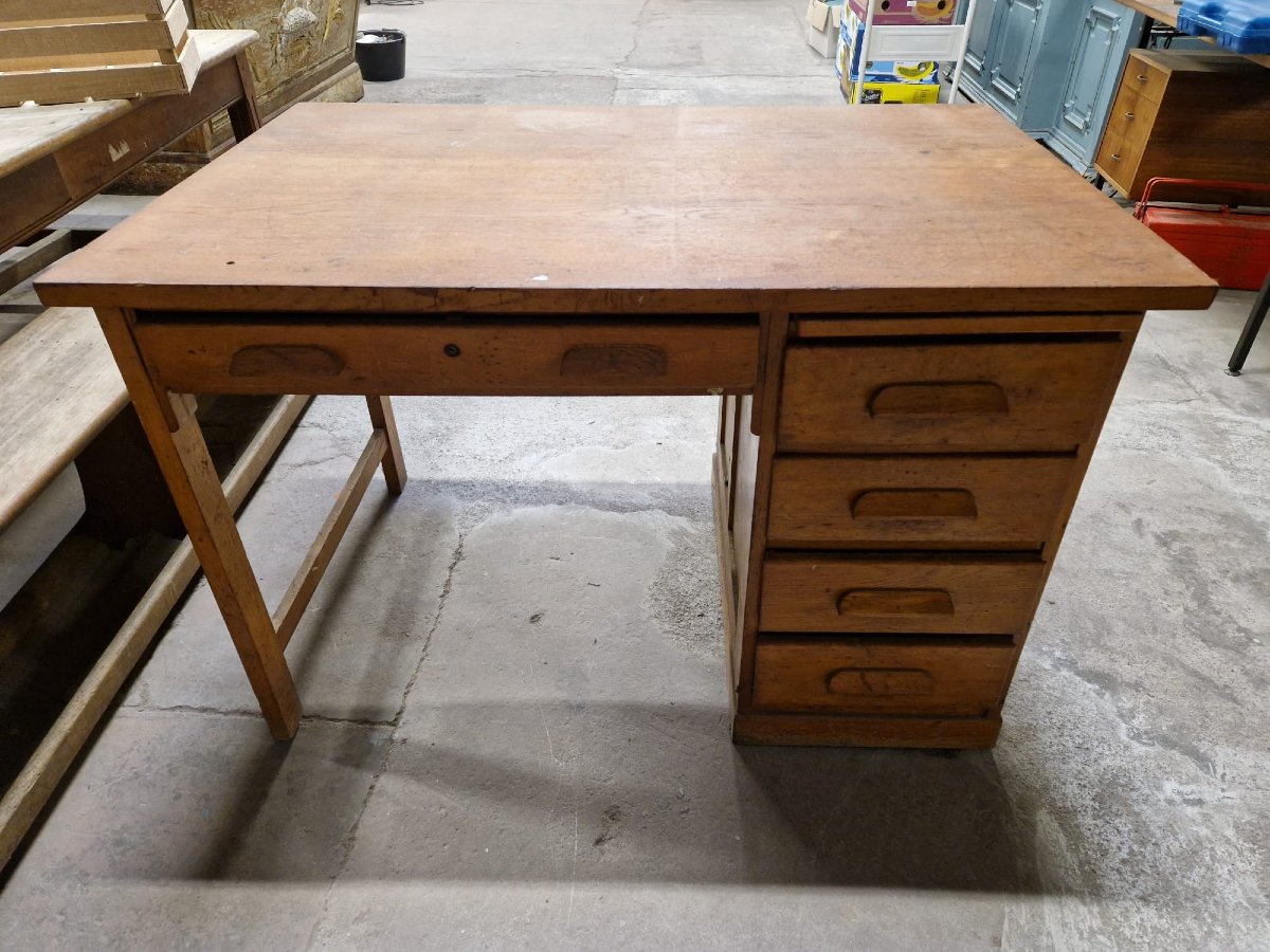 Bureau des années 30 en chene ( bureau de l'ancienne rédaction de l'est republicain)-photo-4