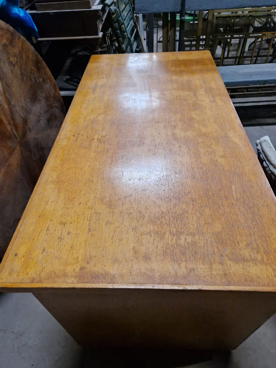 Bureau des années 50 en chene ( bureau de l'ancienne rédaction de l'est republicain)-photo-4