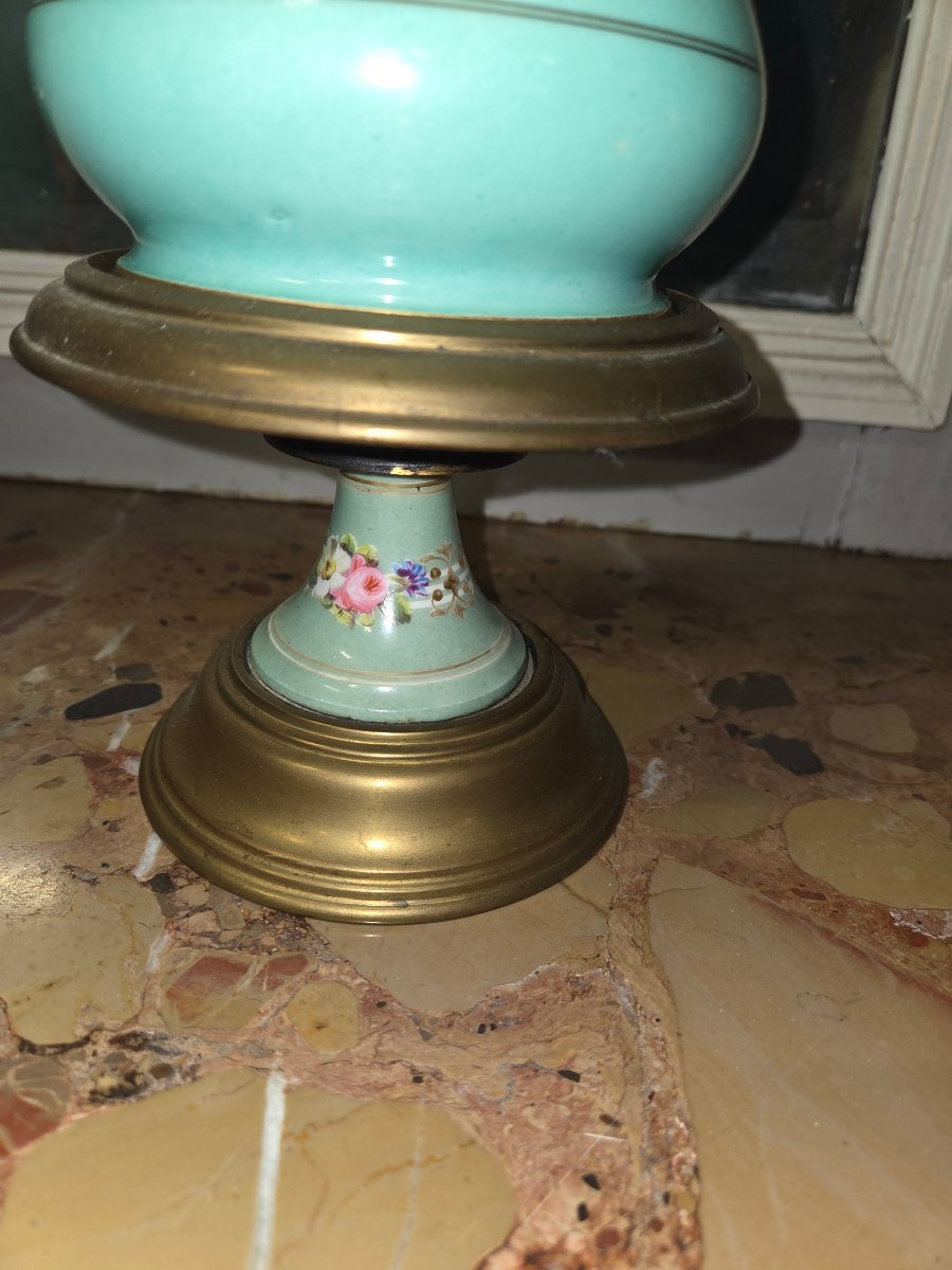 Paire de lampes en porcelaine sur socle fin 19eme Deloze-photo-2