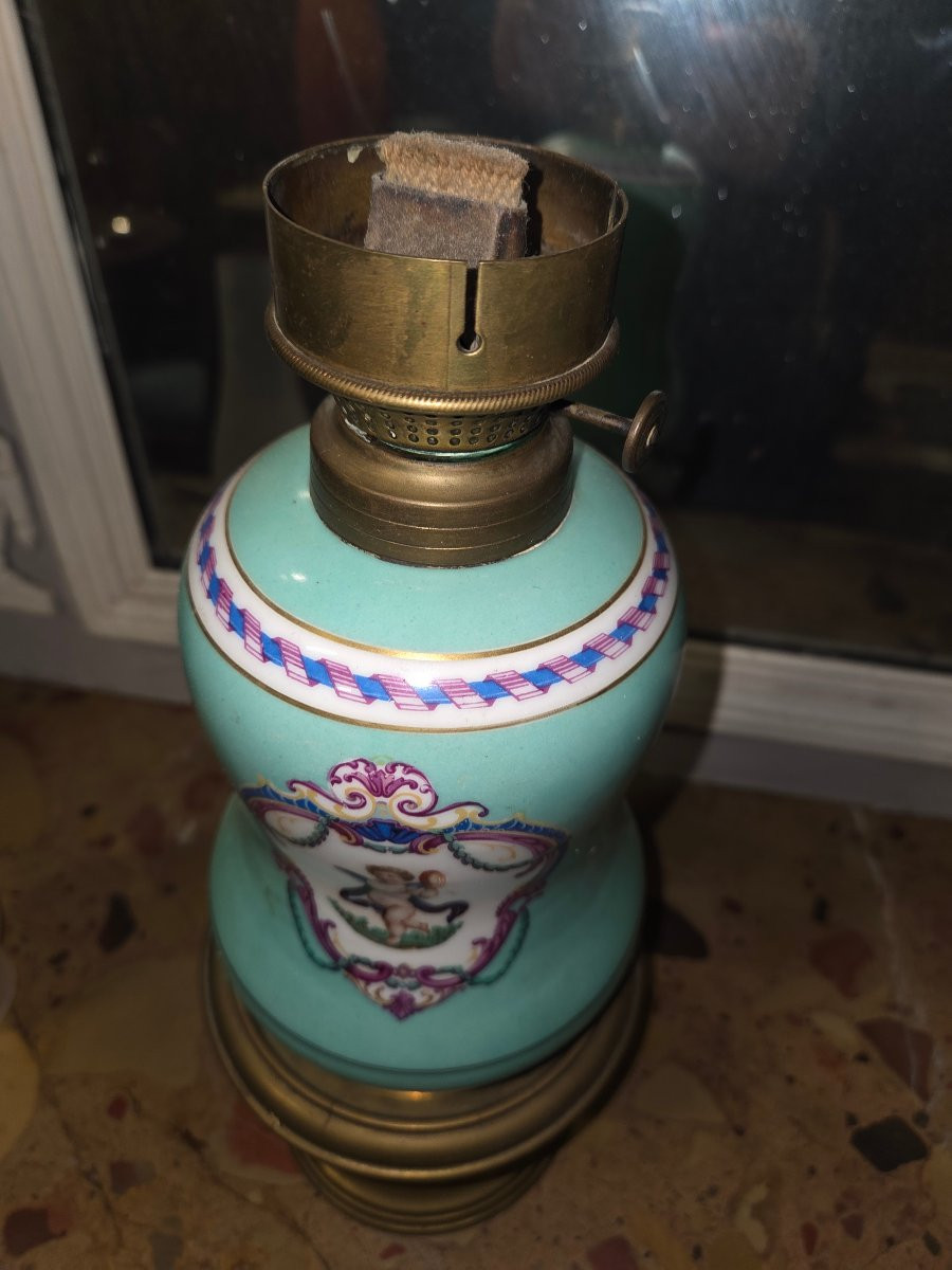 Paire de lampes en porcelaine sur socle fin 19eme Deloze-photo-5