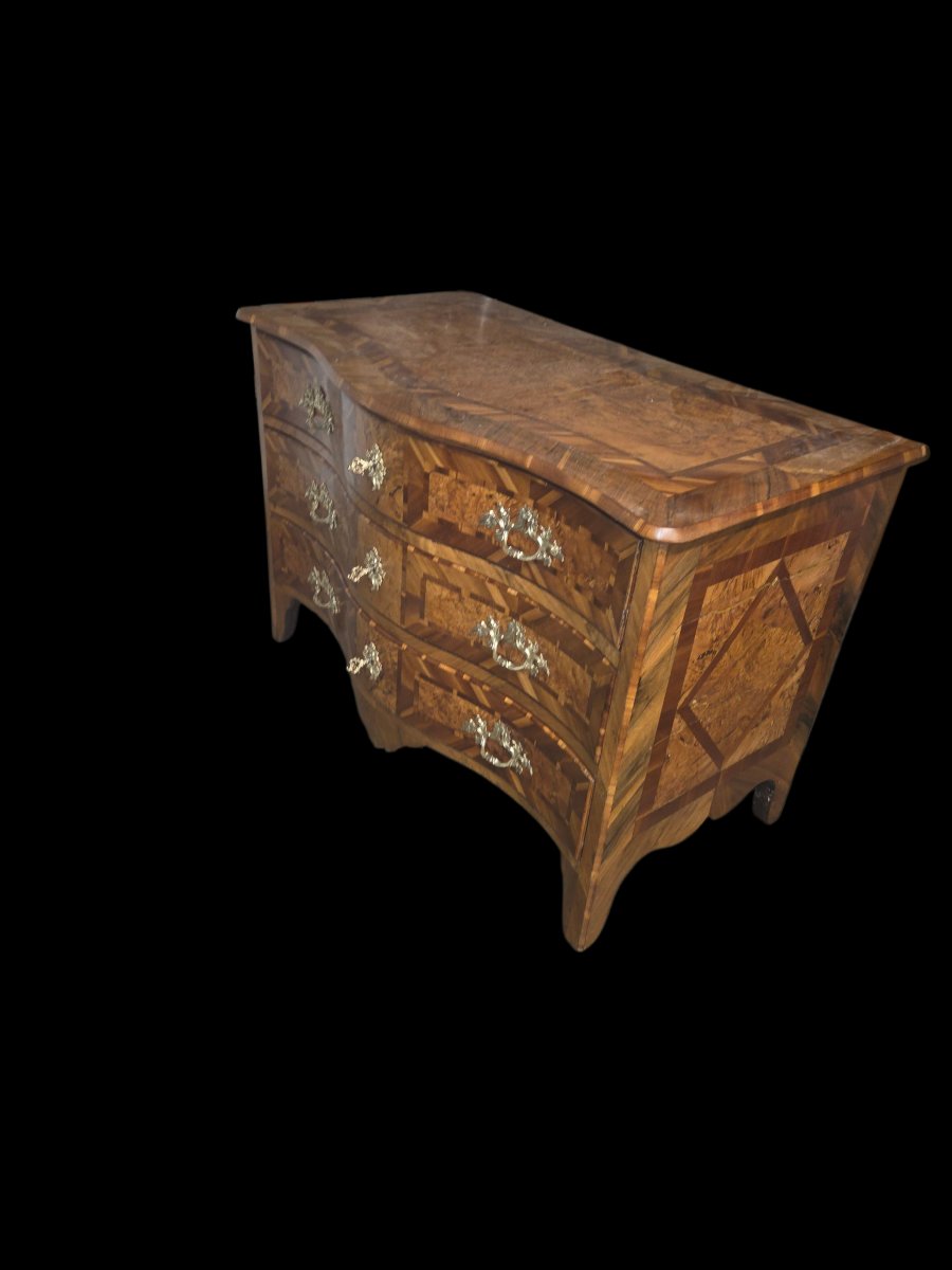 18th Century Alsatian Commode With Curved, Marquetry Details -photo-3