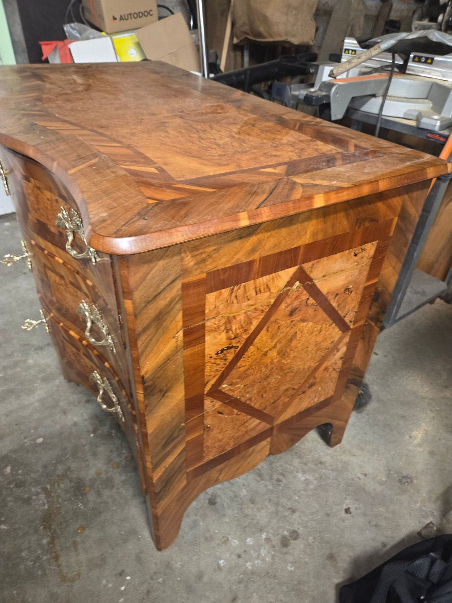 18th Century Alsatian Commode With Curved, Marquetry Details -photo-4