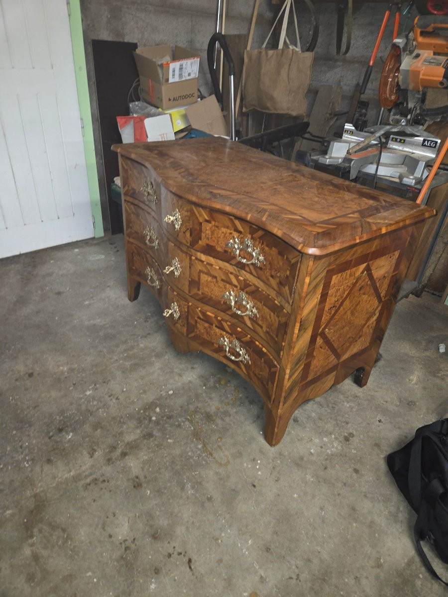 18th Century Alsatian Commode With Curved, Marquetry Details -photo-5