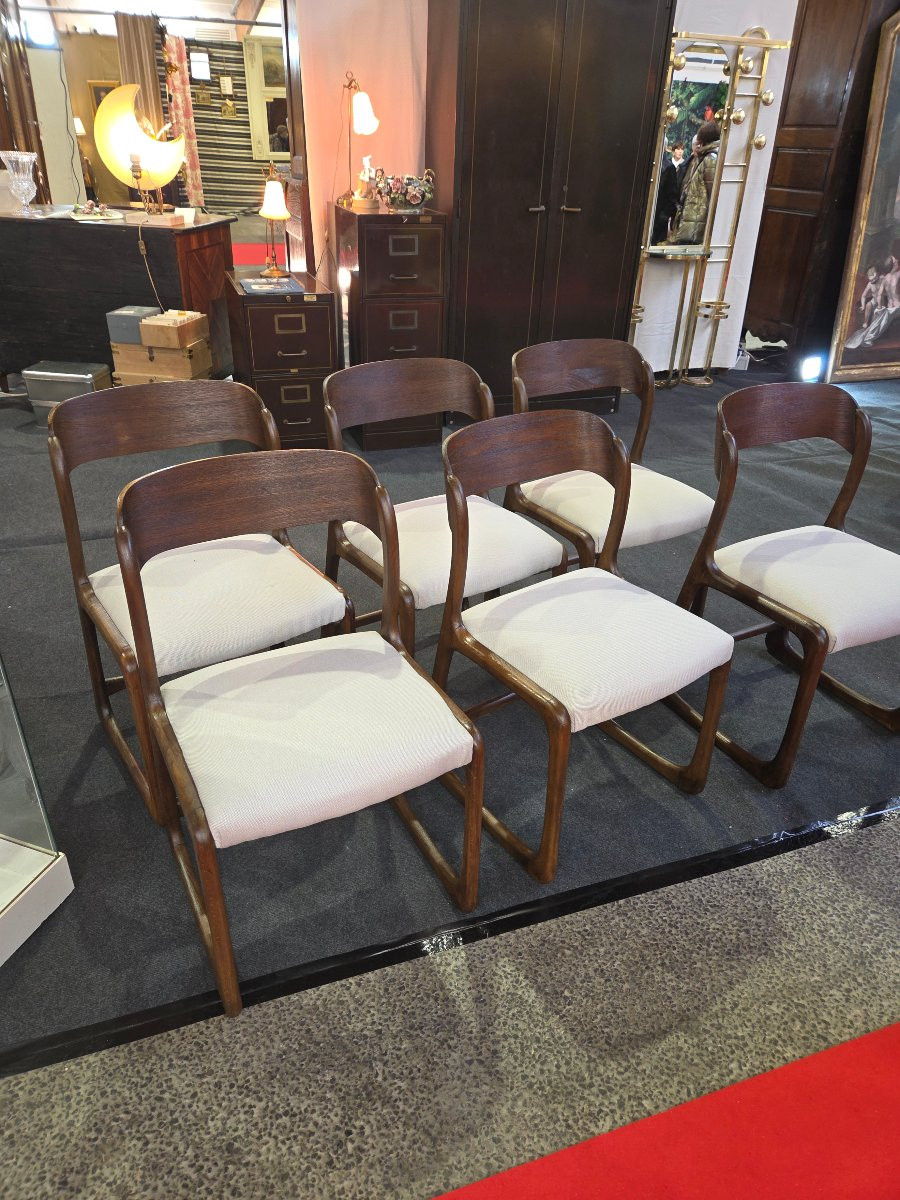 Suite de 6 chaises Baumann modèle tonneau des années 60-photo-1