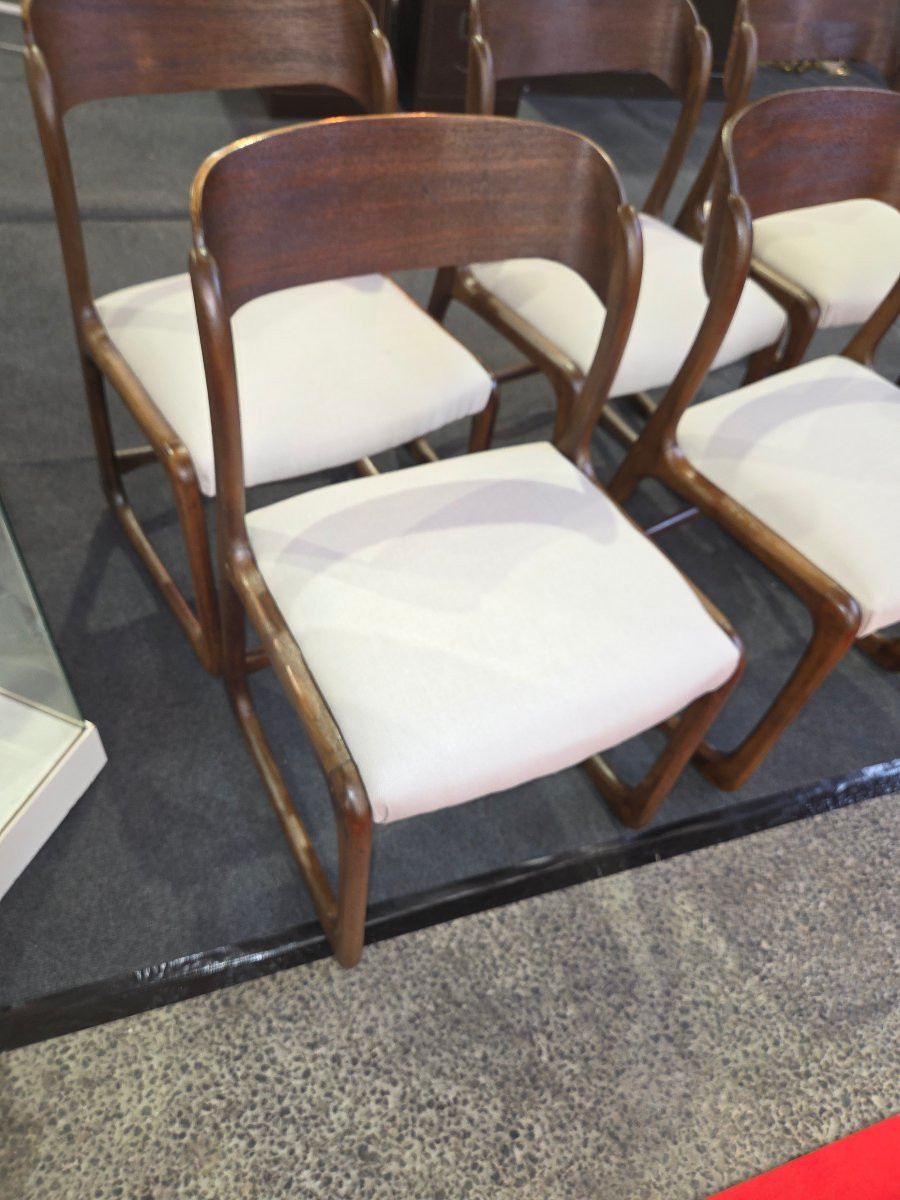 Suite de 6 chaises Baumann modèle tonneau des années 60-photo-2