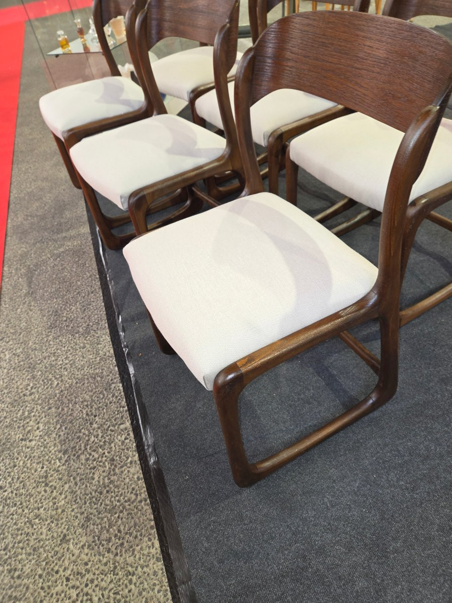 Suite de 6 chaises Baumann modèle tonneau des années 60-photo-4