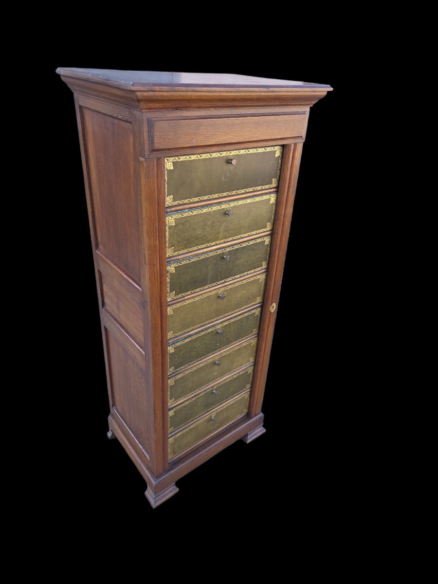 Early Oak Cardboard Box, Notary's Style, Early 1900s-photo-4