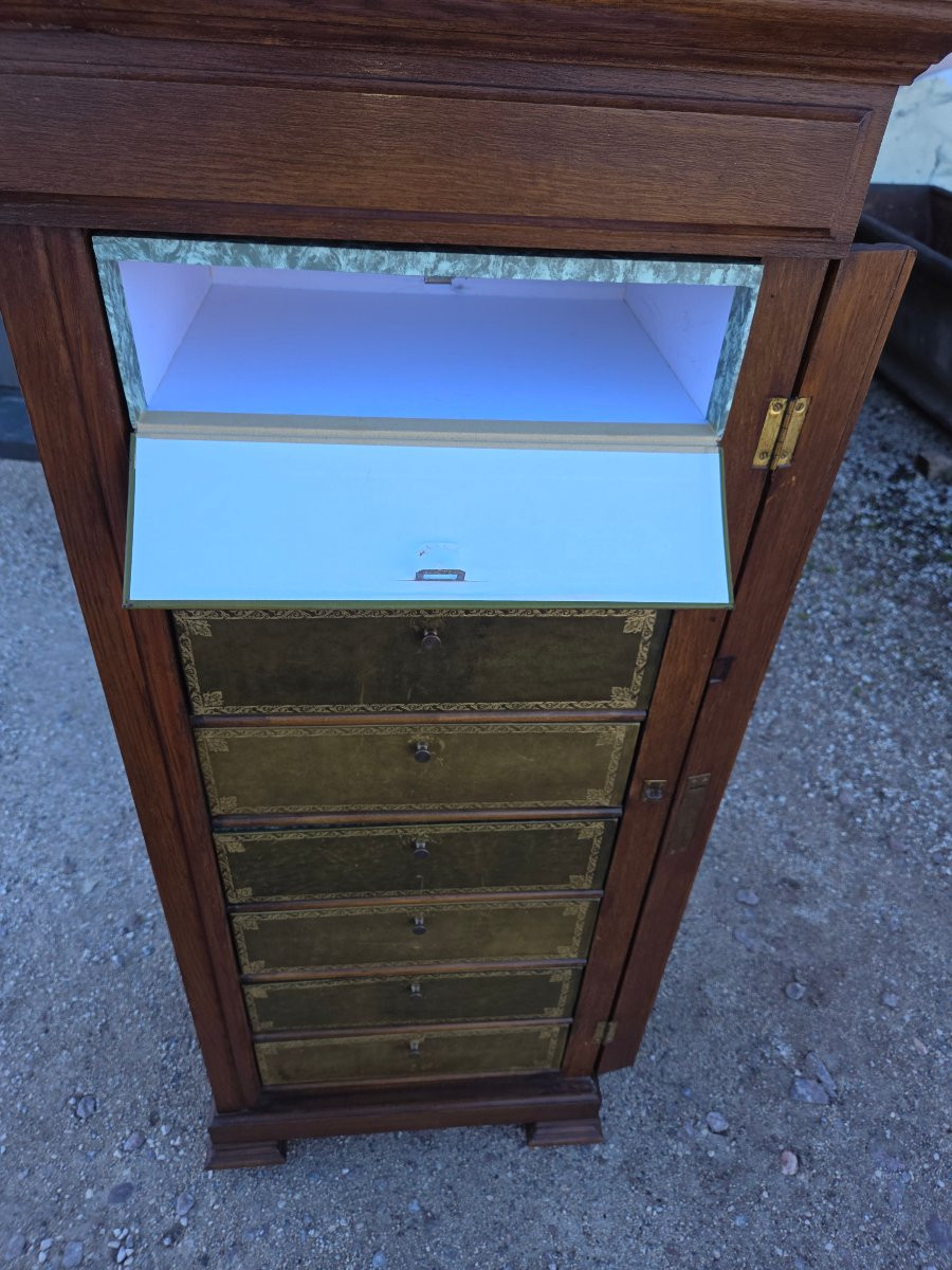 Early Oak Cardboard Box, Notary's Style, Early 1900s-photo-4